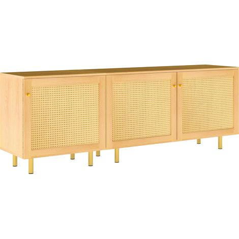 Modulares Sideboard mit Türen in Rattan-Optik, 180 x 40 x 63 cm, Natur, MODENUIT (1/5)