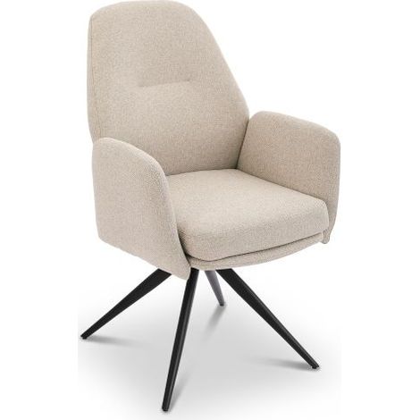 Bon Furni Tela Silla de comedor Beige, Set de 1, giratoria 360°, ergonómica con alta elasticidad y reposabrazos