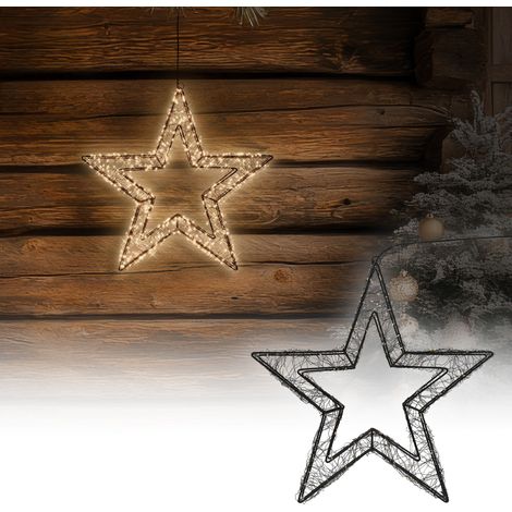 ECD Germany Estrella de Navidad 38cm 500 Luces LED Blanco Extra Cálido de Interior/Exterior con Temporizador Decoración Luminosa de Metal Adorno para Colgar en Puertas/Ventanas Resistente al Agua IP44 (1/5)