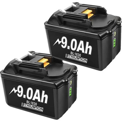 Batterie de remplacement, capacité de 9000mAh, compatible avec divers outils, 2PC 9000mAH BL1830, 18V-a (1/2)