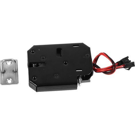 Loquet de verrouillage électromagnétique 12 V CC 2 A pour armoire, tiroir ou casier, en acier noir (1/5)