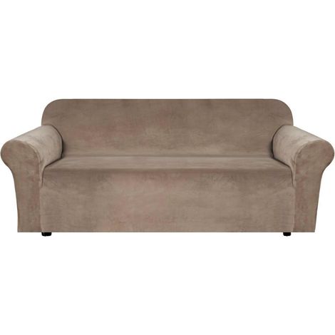 H.VERSAILTEX Stretch-Samt-Sofabezüge für 3-Sitzer-Sofas, Sofaüberzüge, Möbelschutz, weich mit rutschfestem Gummibund, gefertigt aus dickem, komfortablem Velours (Sofa 72"-90", Kamel) (1/5)