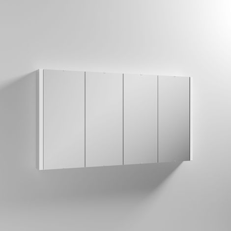 Nuie Eden 4-Door Mirrored Cabinet 650mm H x 1200mm W White (1/5)
