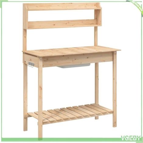 Table de rempotage - FAFEICY - 156346 - Bois sapin massif - Évier plastique amovible - 147,5x44x139,5 cm (1/5)