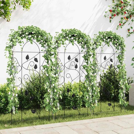 Supports pour plantes grimpantes 3 pcs Noir 40x100 cm Fer (1/5)