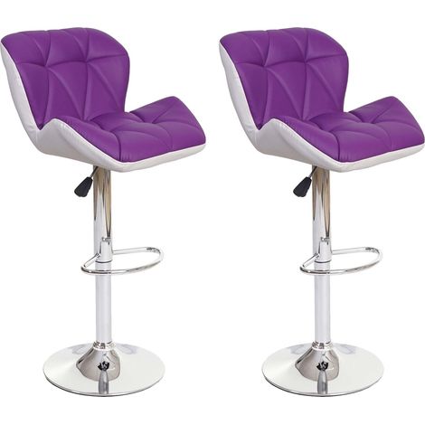 2x Tabouret de bar HHG-156, tabouret pour comptoir, réglable en hauteur, similicuir, violet