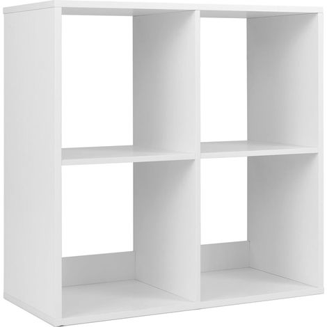 GOPLUS Bibliothèque à 4 Cubes, Bibliothèque Autoportante avec 4 Compartiments et Dispositifs Anti-basculement, Etagère de Rangement Ouverte à l’Arrière, pour Salon, Chambre, Bureau, Blanc (1/5)