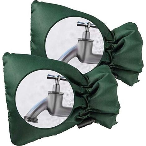 Protections pour robinets extérieurs, lot de 2, protections antigel épaisses pour robinets extérieurs, étanches, vertes. (1/4)