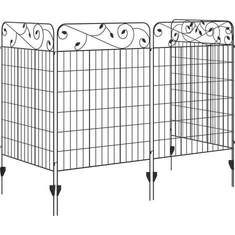 Juego De 4 Vallas De Jardín 3,52 X 1,1 M Valla De Malla Decorativa Valla De Malla De Alambre Para Jardín Balcón Metal Negro
