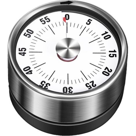 Küchentimer, 60-Minuten-Countdown, mechanischer Magnettimer, keine Batterie erforderlich, Edelstahl, Countdown-Funktion