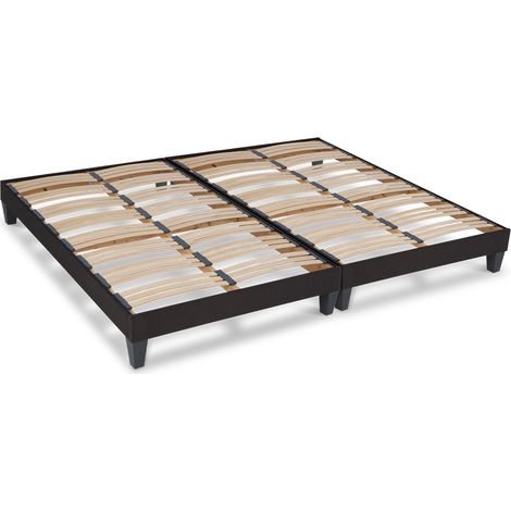 OLYMPE LITERIE Sommier à lattes en bois KIT15 2x120x220 cm Coloris Gris anthracite Livré en kit (1/5)