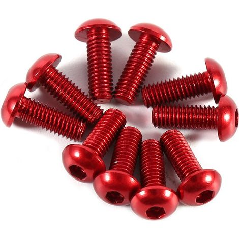 10 Pièces M3 6-10Mm Bouton Coloré Vis À Culasse Ronde En Alliage D'Aluminium Vis À Douille Hexagonale Métrique (8Mm-Rouge) (1/4)