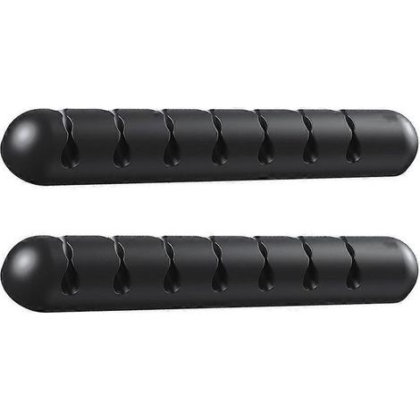 Lot de 2 supports de câbles pour la maison, supports de câbles de bureau, organisateurs de câbles-12.50X2.00X1.40CM-Black (1/3)