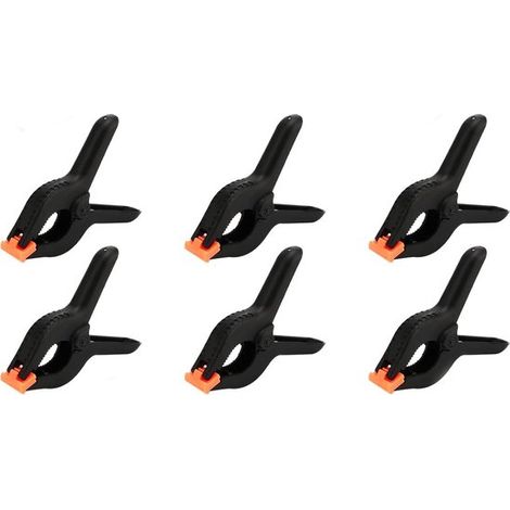 Pinces pour bâche - Lot de 6 - Pinces en plastique - Pinces à ressort - 9,3 x 6,7 cm - Noir (1/5)