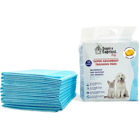 Set 10 Tappetini Assorbenti Profumo Limone 60x60 cm in Poliestere Bianco/Azzurro (1/5)