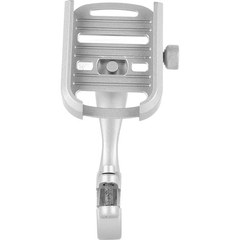 Support de téléphone pour moto en alliage d'aluminium, rotation à 360°, compatible avec la plupart des téléphones, style argenté. (1/5)