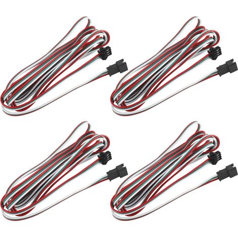 4PCS JST SM 3PIN Plug Mâle à Femelle Câble 1M, Câble d'extension LED 3 Broches Connecteur Câble Connecteur JST à 3 Broches Fiche Mâles et Femelle pour Lampe à Bande LED