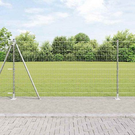 Zaun mit Pfosten Silber 1,2 x 10 m Stahl