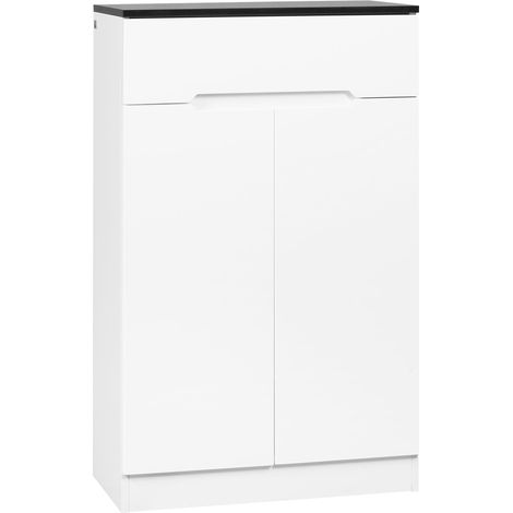 Scarpiera Slim 12 Paia di Scarpe 60x32x100 cm 3 Ripiani Regolabili e Cassetto in Truciolato Bianco (1/5)