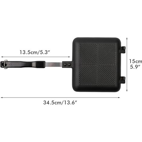 Doppelseitige Aluminium-Bratpfanne, doppelseitige Sandwichpfanne mit Griffen, Antihaft-Grillpfanne, Toastpfanne (1/5)