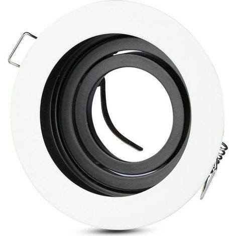 V-TAC Runder LED-Einbaustrahlerhalter GU10 und GU5.3 (MR16) Farbe Weiß Einstellbar