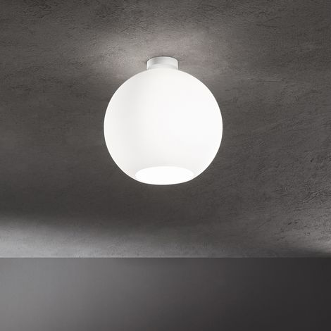 Plafoniera Contemporanea Ufo Vetro Bianco 1 Luce E27 Ip20