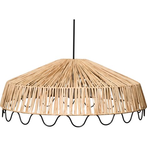Lámpara colgante con pantalla tejida a mano lámpara de techo estilo boho ratán rafia natural Arenal
