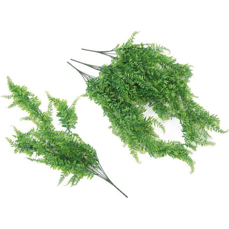 Lot de 4 plantes suspendues artificielles, réalistes et éclatantes, de petite taille, pour la maison, un magasin ou un bureau. Vertes. (1/5)