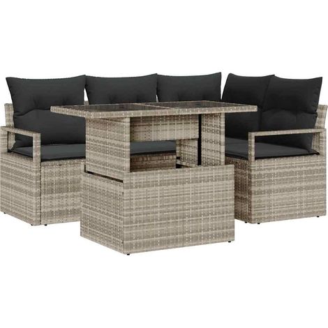 Maison Exclusive - Set Divano da Giardino 5 pz 4-Numero di posti Grigio chiaro (1/5)