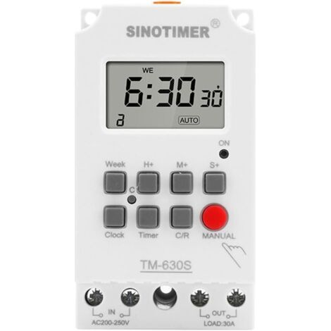 Minuteur électronique programmable 220V 30A sur rail DIN – Installation sur panneau – Programmation 24h – Relais haute puissance (1/5)