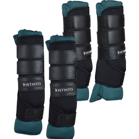 Full, Nero e ottanio: Set 4 Stable boots Distinto con neoprene e dettagli in pelle sintetica  più  cappellino omaggio