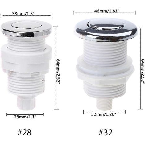 Bouton-poussoir marche/arrêt pneumatique 28 mm/32 mm pour baignoire, spa, broyeur d'évier, contrôleur pneumatique de bain à remous 32 mm (1/5)