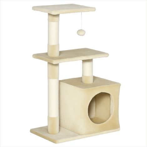 SunJet Arbre à chat, tour pour chat, multifonction en peluche beige - Réf. I3HWFL33KPMQ (1/5)