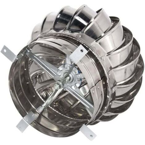 Sortie de toit, Extracteur de fumées rotatif éolien en inox base ronde, chapeau de cheminée, toutes dimensions, Ø 200 mm
