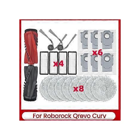 22-teiliges Set für den Qrevo Curv Saugroboter: Doppelhauptbürste, Seitenbürste, Filter, Reinigungstuch und Staubbehälter. (1/5)