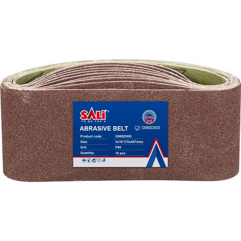 Lot de 10 bandes abrasives 75 x 457 mm grain 80 pour ponceuse à bande, machine à poncer pour le ponçage, le lissage, l'aiguisage et le décapage du bois et du métal (1/5)
