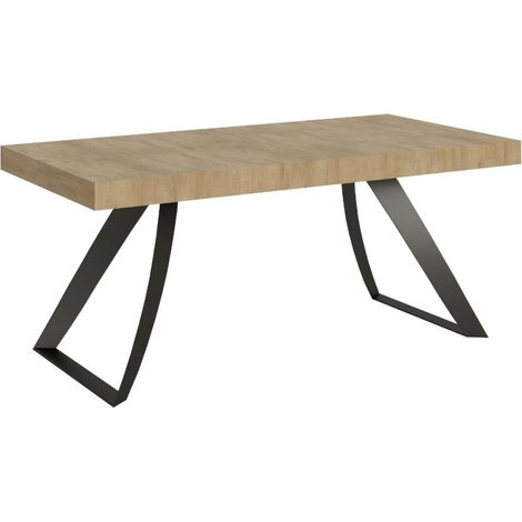 Table design 180cm chêne clair et pieds métal incurvés anthracite Volta (1/5)