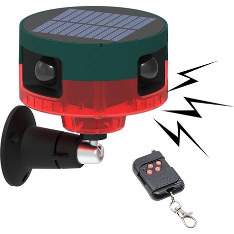 LED Detecteur de Mouvement 360° Alarme Lampe Solaire Exterieur 129 DB Étanche Infrared Anti-Burglary Alarme Maison sans Fil avec Télécommande pour Magasin, Porte, Garage (Rouge) (1/5)