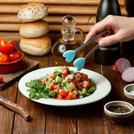 Lot de 8 Mini Pinces en Silicone,13 cm Mini Forme de C ur Pinces Alimentaires avec Embouts en Silicone,Sucre Minis Pince (1/5)