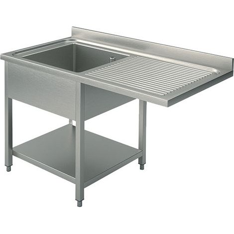 Plonge Sur Piètement Avec Étagère Inférieure, Place Pour Lave-Vaisselle, 1 Bac à Gauche, 1200X600 mm - Mastro