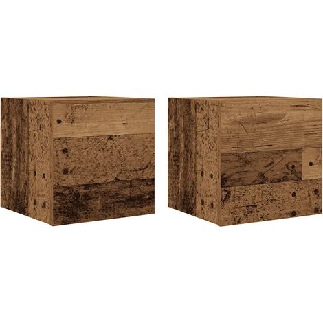 Lot de 2 meubles TV muraux élégants rangement pratique 30,5 x 30 x 30 cm en bois d'ingénierie vieux bois