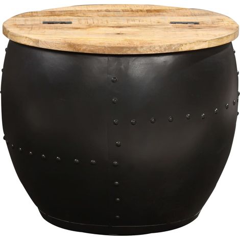 Table basse Table de salon Table de café ronde 53x43 cm Bois de manguier massif (1/5)