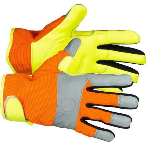 Handschuhe Strend Pro Caveron High Vision, Textil/Leder mit Reflexelementen, Größe 09/L, Blister
