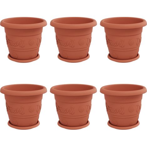 Maison Exclusive - Vasi per Piante 6 pcs Rosso Mattone Ø 30 x 25 cm Plastica
