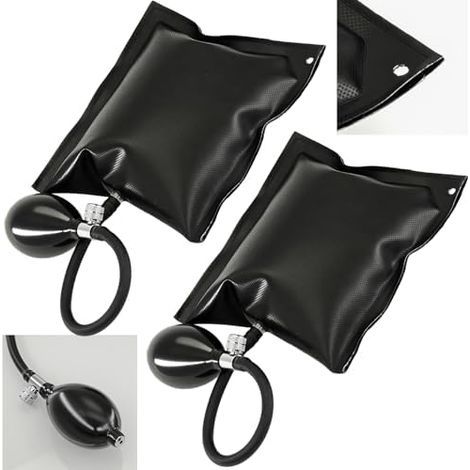 Lot de 2 Cales gonflables Professionnelles avec Valve métallique et Trou pour Cordon, Une cale pneumatique Robuste l'installation Portes commerciales Automobiles. - (1/5)
