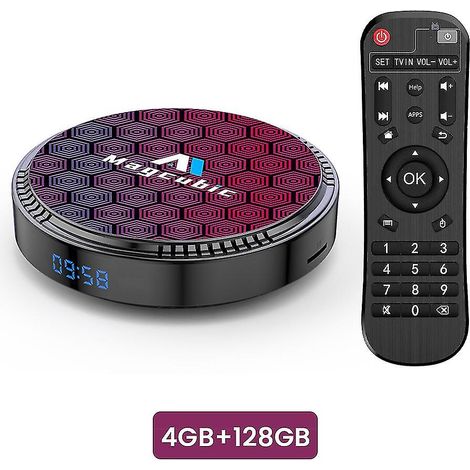 Boîtier TV Android 13 4 Go/64 Go 4K 3D Quad Core Cortex, Bluetooth 5.0, Wi-Fi 6, lecteur multimédia vocal. (1/4)