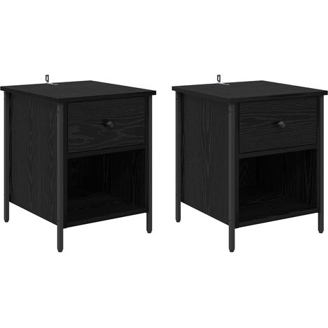 Maison Exclusive - Nachttisch 2 pcs Schwarz Eichen-Optik 40 x 42