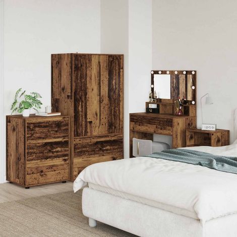 Armoire de rangement à 3 tiroirs en bois d’ingénierie, bois ancien, 60 x 48 x 81 cm - PANGIVO (1/5)