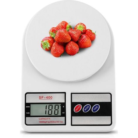 Balance de cuisine numérique, capacité 10 kg, en acier inoxydable, fonctionne sur piles Idéale pour la pâtisserie.