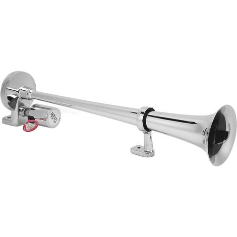 Klaxon de Bateau Klaxon de Trompette électrique 12v 1 Tube pour Bateau de Voiture de Train-alliage de Zinc chromé 135db 450mm d'air Fort 12V/24V (1/5)